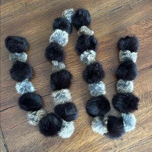 Rabbit Fur Pom Pom Scarf